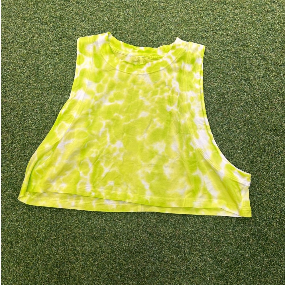Lululemon All Yours Crop Tank Lime Green Tie Dye Muscle Top Size M